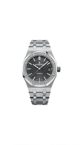 ساعت اودمار پیگه AP دورنگین زنانه نقره ای صفحه مشکی Audemars Piguet Royal Oak Diamonds