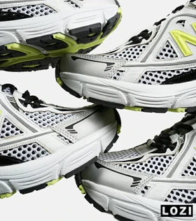 کفش کتانی مردانه و زنانه سفید مشکی لیمویی NEW BALANCE 1064 V.2