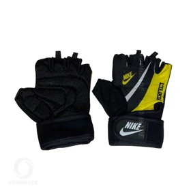 دستکش نیم انگشتی بدنسازی مدل NBZ-58 (زرد)