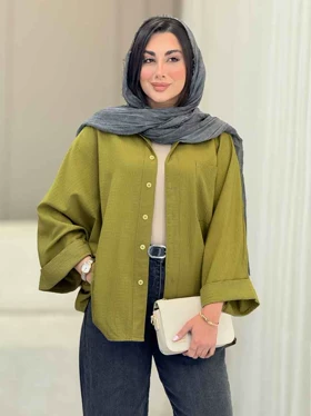 مانتو پانچ آستین پاکتی تک جیب