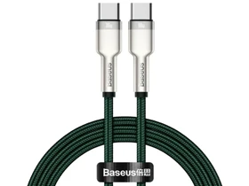 کابل شارژ سریع و انتقال داده تایپ سی به تایپ سی بیسوس Baseus Cafule Series Metal Data Cable Type-C to Type-C 100W 1m CATJK-C06