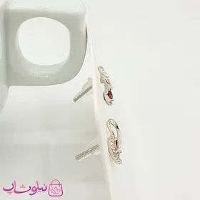 گوشواره دخترانه میخی ژوپینگ قلبی سیلور قرمز