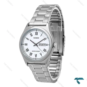 ساعت کاسیو مردانه MTP-VD06 دوتقویم سیلور صفحه سفید Casio-7103-G