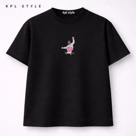 تیشرت باکسی طرح اسکیت برد 100٪ پنبه با چاپ مینیمال | کد 1336