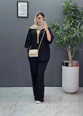 ست مانتو شلوار لینن تک جیب
