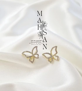 گوشواره پروانه نگین‌دارطرح طلا