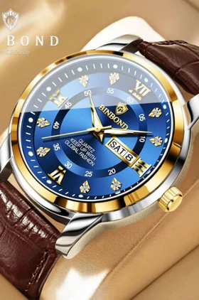 ساعت مچی مردانه بین باند BIN BOND بند چرم