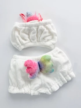 ست نیم‌تنه و شورتک حوله ای طرح تک شاخ