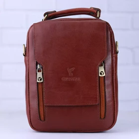 کیف دوشی چرم چرمسال کد 572 (قهوه ای روشن)