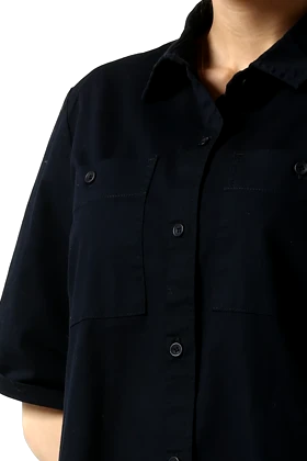 پیراهن فون آستین کوتاه جیب‌دار زنانه