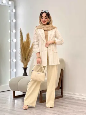 ست مانتو و شلوار چهار دکمه لمه دار
