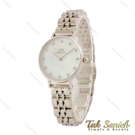 ساعت زنانه دنیل ولینگتون استیل صفحه سفید ایندکس نگین DW-5449-L