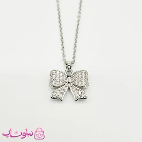 گردنبند دخترانه مدل پاپیون نگین‌دار کد 85
