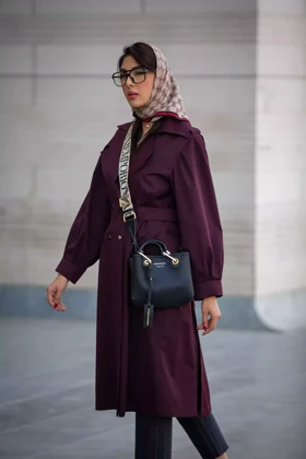 بارانی کتان بلند پشت کش
