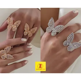 انگشتر نگینی زنانه پروانه طرح جواهر