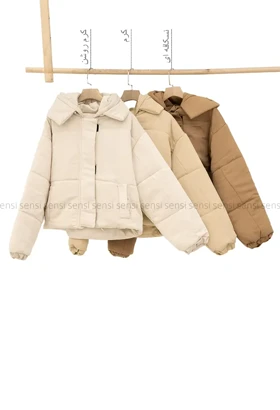 کاپشن کوتاه کتان کج راه کد1004770