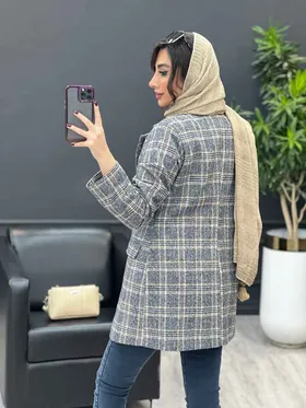 پالتو چهارخونه کوتاه چهار دکمه