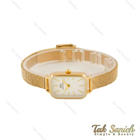 ساعت دنیل ولینگتون زنانه مستطیلی حصیری طلایی صفحه سفید DW-5625-L