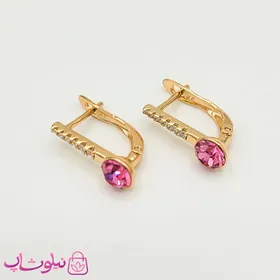 گوشواره دخترانه ژوپینگ مدل سواروسکی صورتی