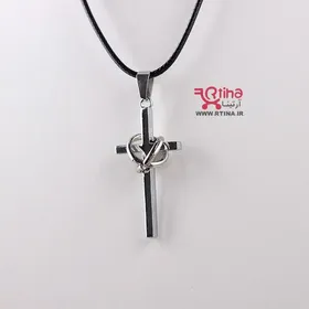 گردنبند صلیب حلقه دار اسپرت پسرانه و دخترانه نقره ای