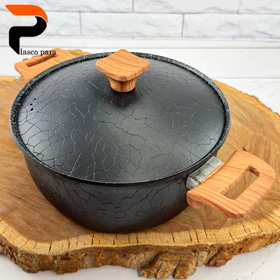 قابلمه 24 آنتیک دسته چوبی گرانیتی مشکی هاناتک