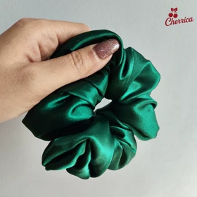 کش اسکرانچی ساتن سایز بزرگ سبز کد 5