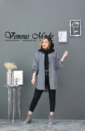 مانتو مخمل کبریتی سه جیب