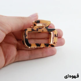کلیپس دخترانه فلزی مستطیل خطی آبرنگی کوچک (قهوه‌ای)