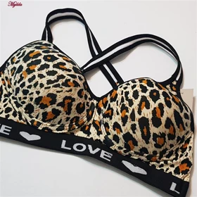 نیم‌تنه زنانه مدل کاپ اسفنجی بدون فنر پلنگی کد 5051