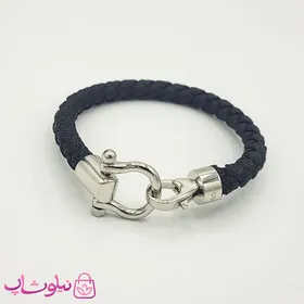 دستبند امگا برزنتی یا کنفی مشکی قفل نقره ای مسترکپی