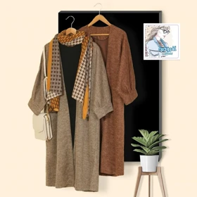 مانتو پاییزه زنانه بلند بیسکویتی