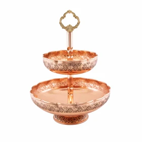 میوه خوری 2 طبقه مس دیبا رنگ مسی کد 1054