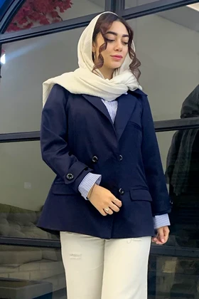 کت زنانه با آستر سورمه ای کد (7147)