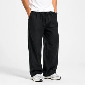 شلوار اسلش نیم بگ مردانه پارچه لایوسل/ استایل اسپرت / رنگ مشکی