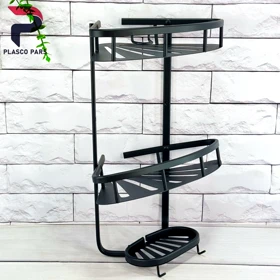 جا شامپویی کنج 2 طبقه سینی دار مشکی