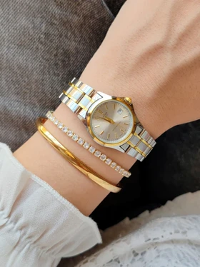 ساعت کاسیو طلایی نقره‌ای
