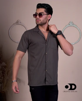 پیراهن انگلیسی قهوه ای تک جیب مردانه پارچه مراکشی گرم بالا