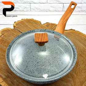 تابه 24 ونیز تکدسته دسته چوبی درب پیرکس طوسی هاناتک