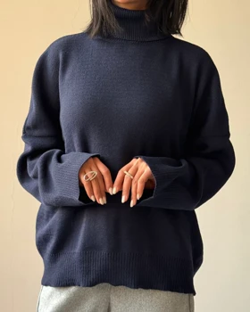 بافت یقه اسکی لانگ کد 1500139 (سرمه اى)