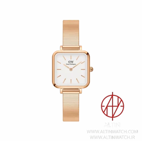 ساعت مچی زنانه دنیل ولینگتون (Daniel Wellington) مدل DW00100517 (کالکشن Quadro، قاب چهارگوش رزگلد، بند حصیری)