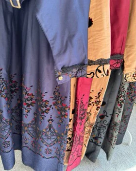 مانتو کتان با خرج کار مخمل کوب