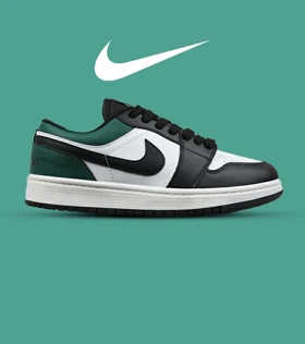 کفش کتانی مردانه و زنانه سفید مشکی سبز NIKE jordan 1 مدل 8777