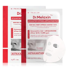 ماسک ورقه‌ای روشن‌کننده و ضدچروک آستاگزانتین دکتر ملاکسین Dr.Melaxin Astaxanthin Whitening Ampoule Mask Pack