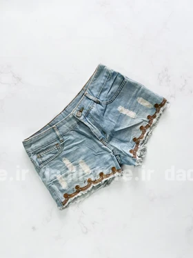 شورتک کوتاه جین پاچه طرحدار