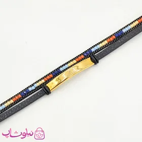 دستبند مردانه رولکس رنگی چرم و استیل کد 240