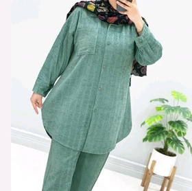 ست مانتو و شلوار زنانه مخمل پاییزی