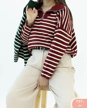 بافت کراپ نیم زیپ 4820