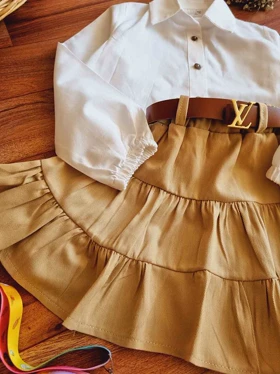 شومیز دامن و کمربند دخترانه