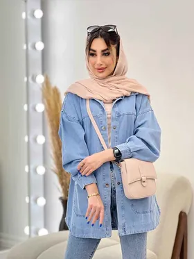 مانتو جین دو جیب پایین زاپ‌دار