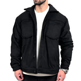 پیراهن مردانه کتی مخمل مشکی مدل دو جیب